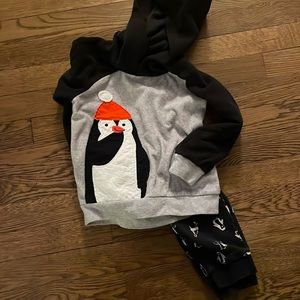 Penguin sweatpants and hoodie
